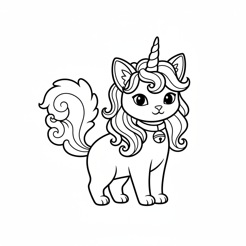 Magical Unicorn Cat Coloring Page Adventure