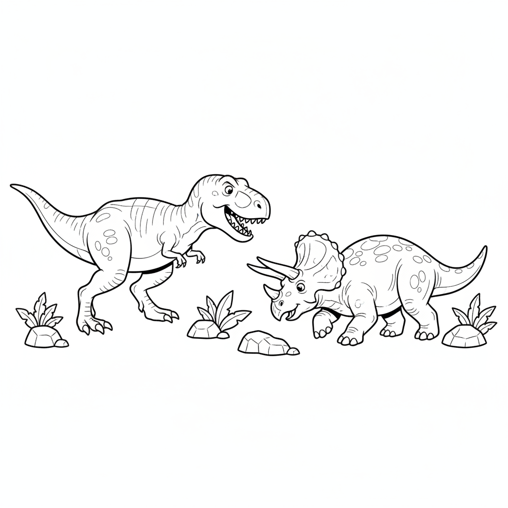 Epic Battle of the Dinosaurs Coloring Page