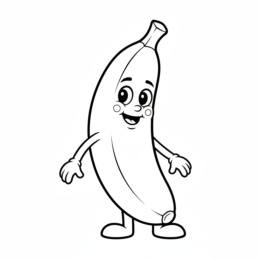 Funny Banana with a Face Coloring Page