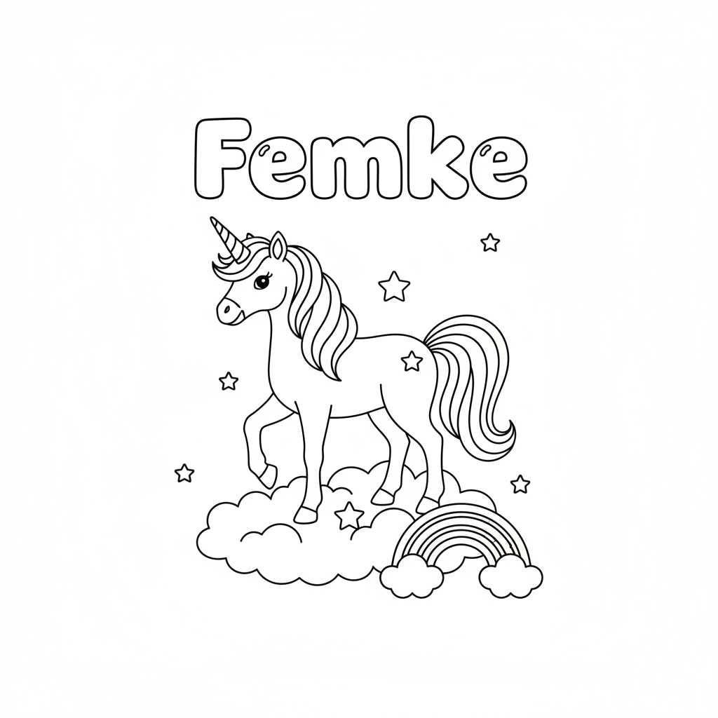 Magical Unicorn for Femke to Color