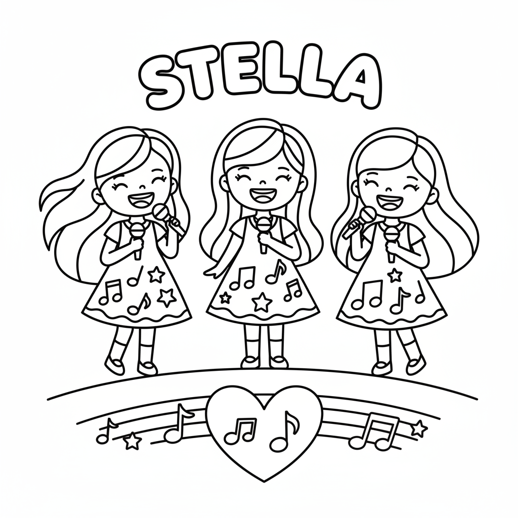 Stella and Friends: Kpop Adventure Coloring Page