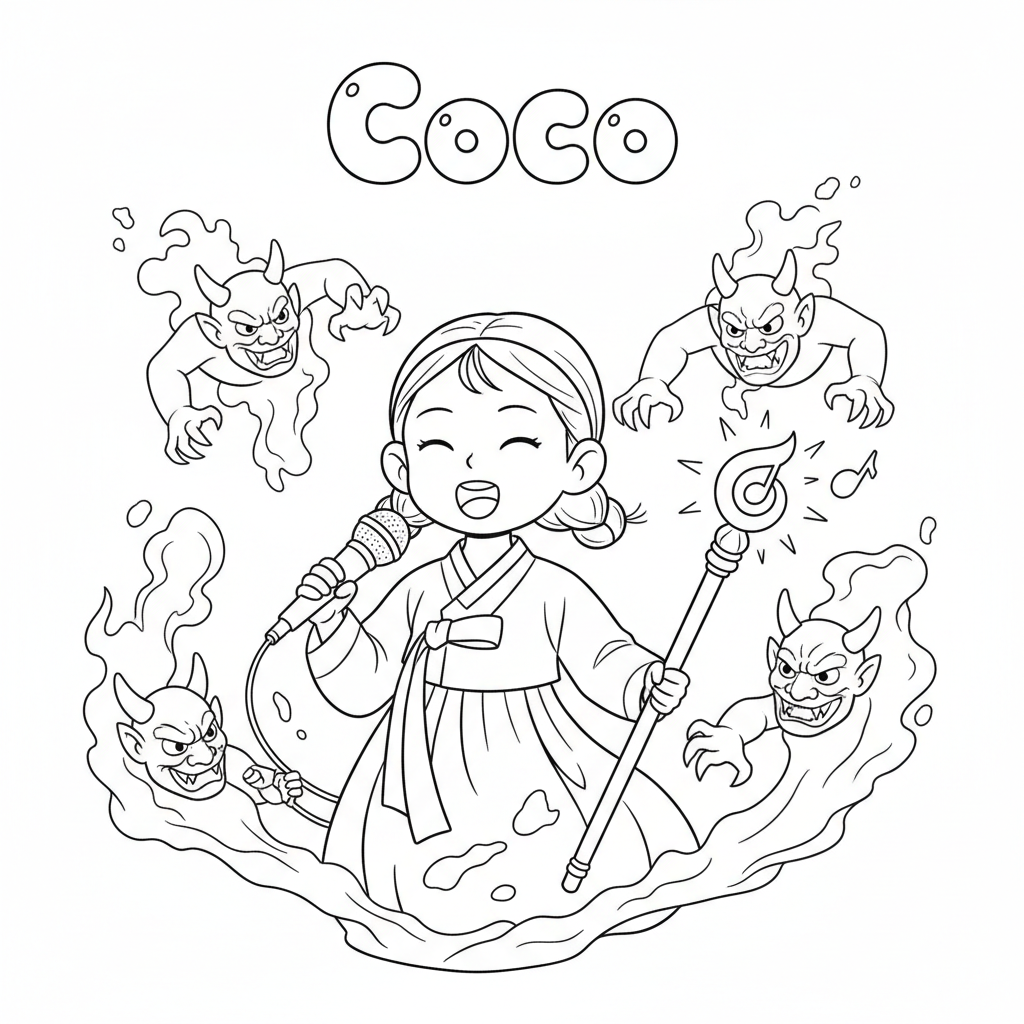 Coco: Korean Girl Singing While Hunting Demons