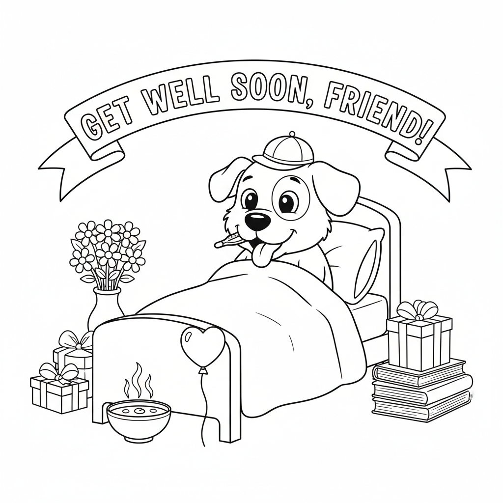 Color Your Love: Dog Get Well Soon Wishes