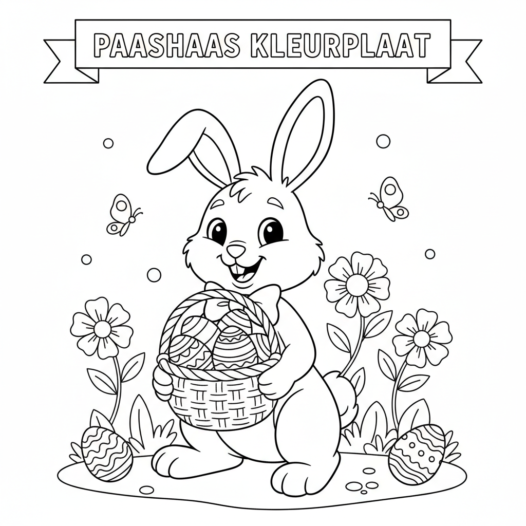 Leuke Paashaas Kleurplaat voor Kinderen