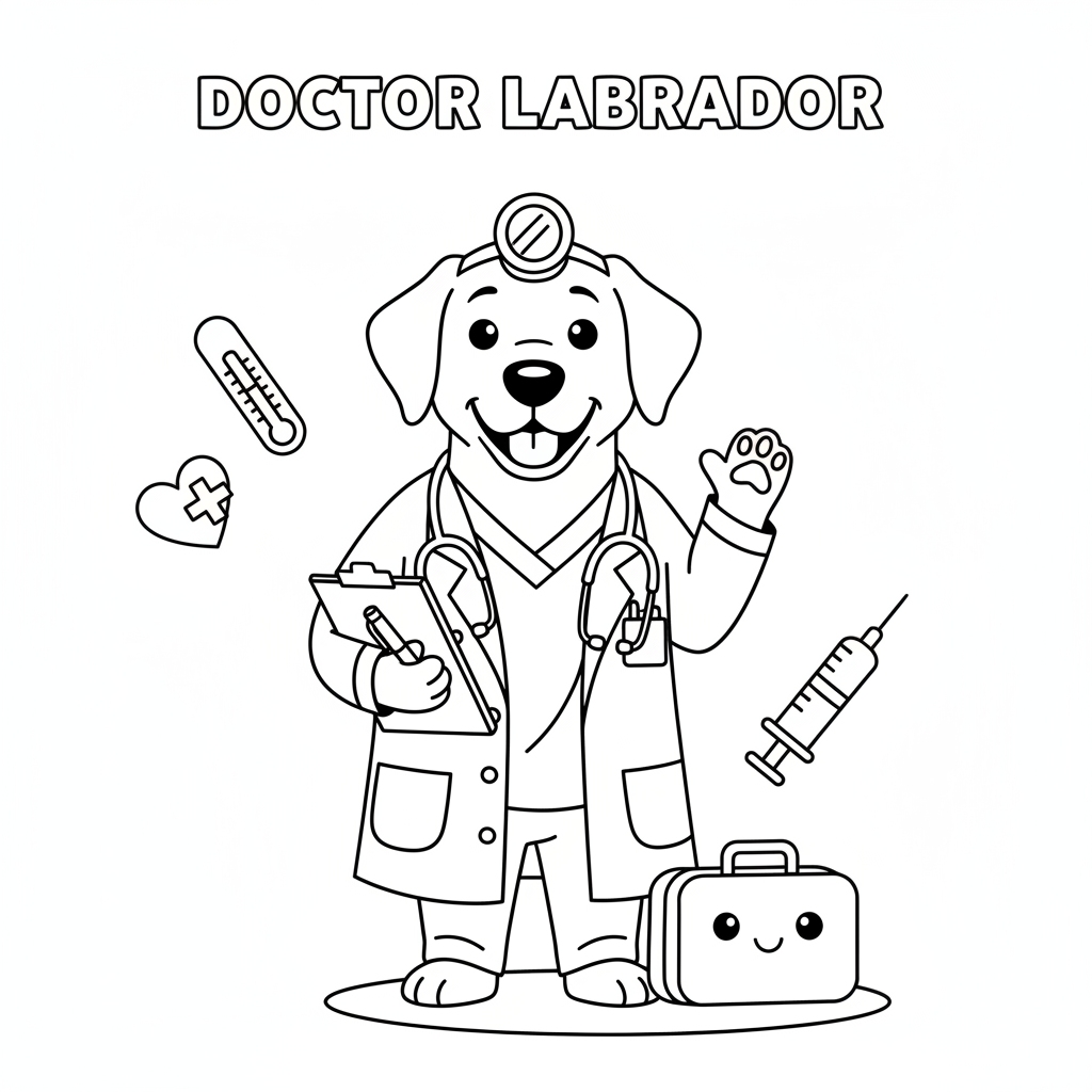 Labrador Doctor: A Pawsitive Coloring Adventure