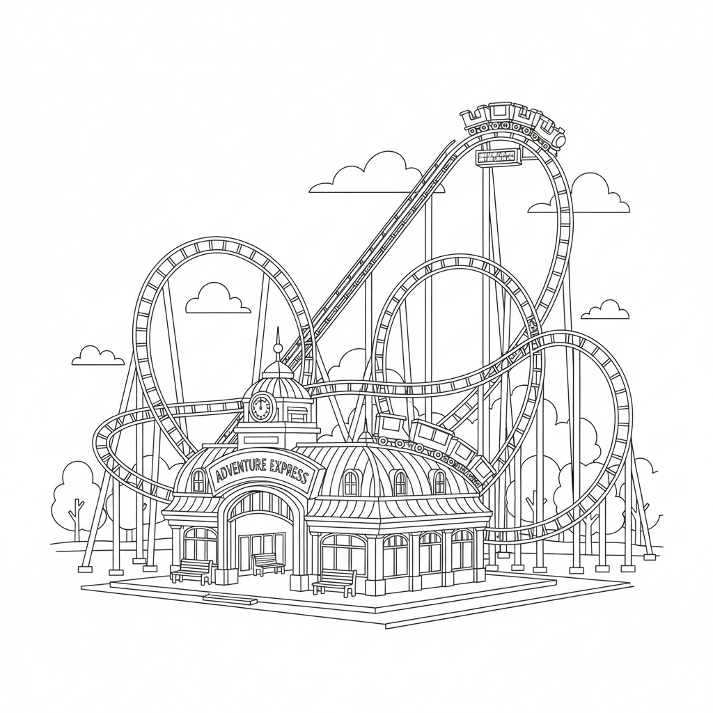 Thrilling Roller Coaster at the Train Station Entrance