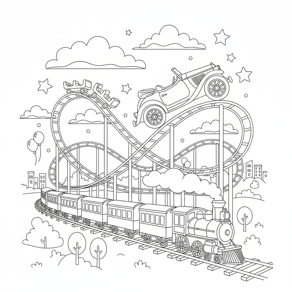 Thrilling Roller Coaster Adventure with Car & Train!