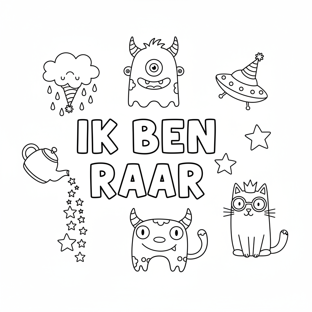 Kleurrijke Wereld van 'Ik ben Raar' Kleurplaat
