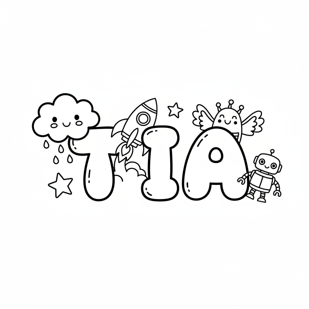 Colorful Adventures with TIA: A Fun Coloring Page