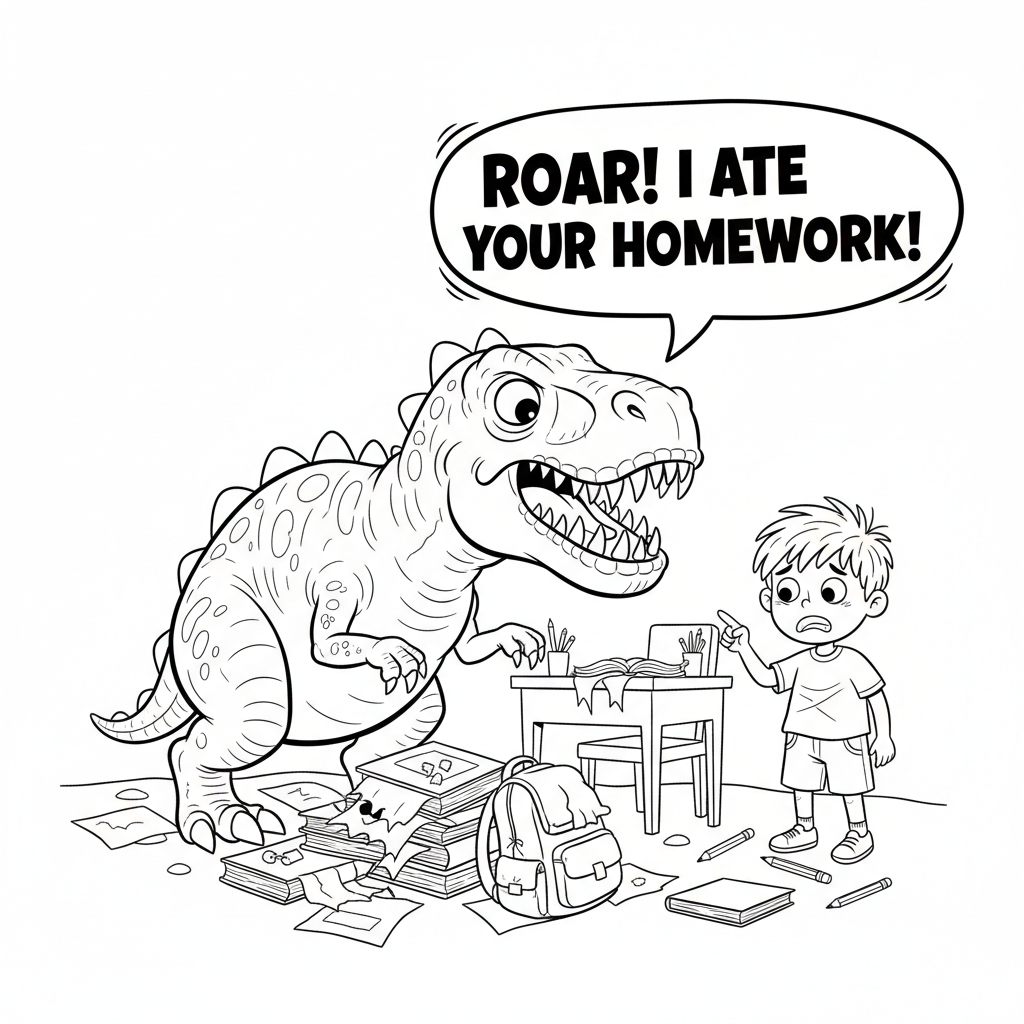 A Spooky Dino Dilemma: My Homework is Gone!