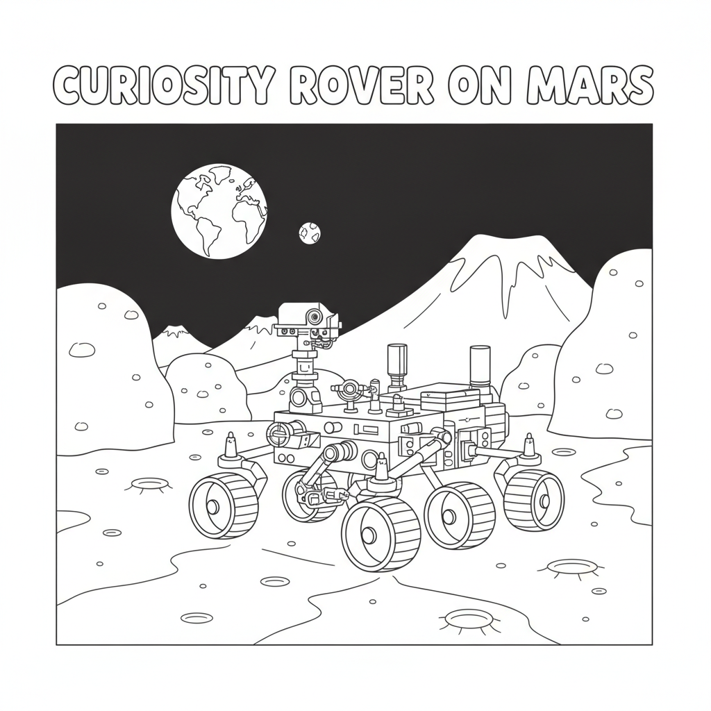 Explore Mars with Curiosity Rover Coloring Fun