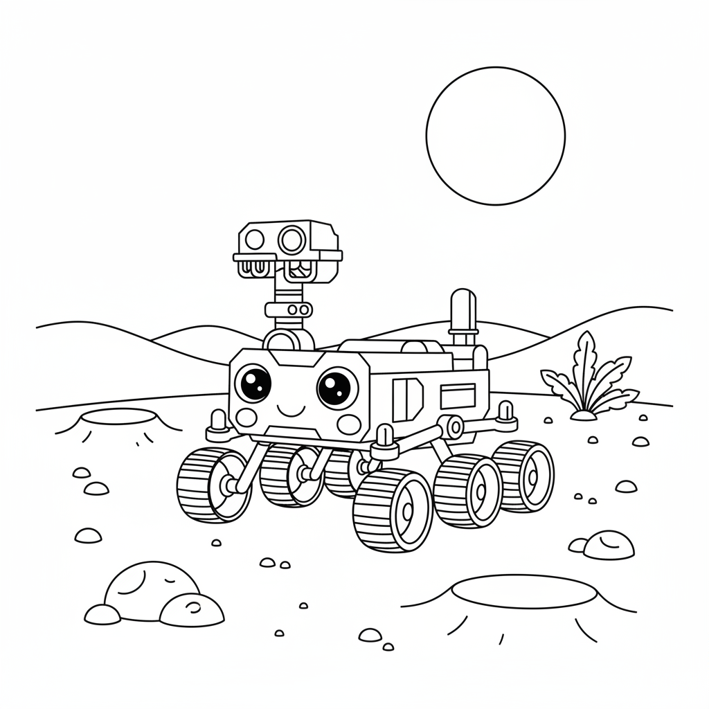 Cute Curiosity Rover Exploring Mars