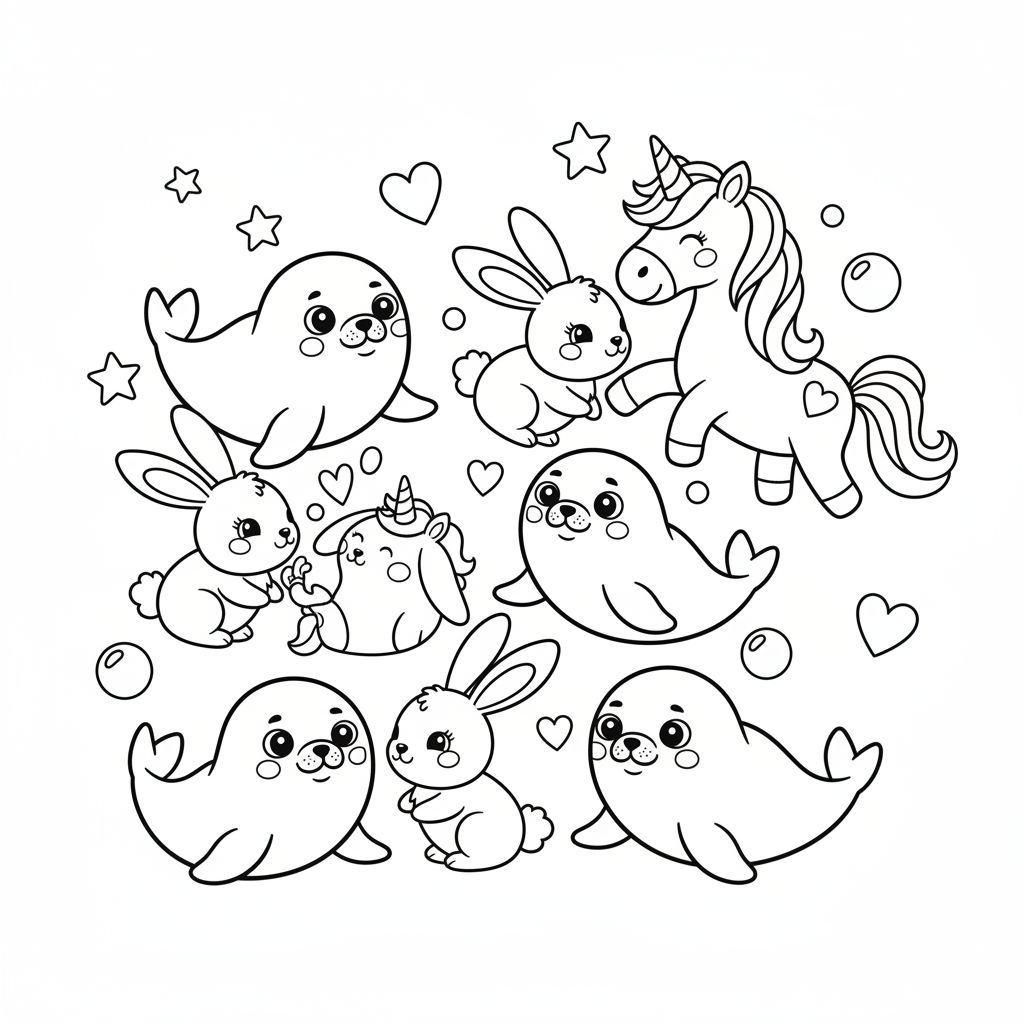 Kleurige Zeehondjes, Schattige Konijntjes & Unicorns