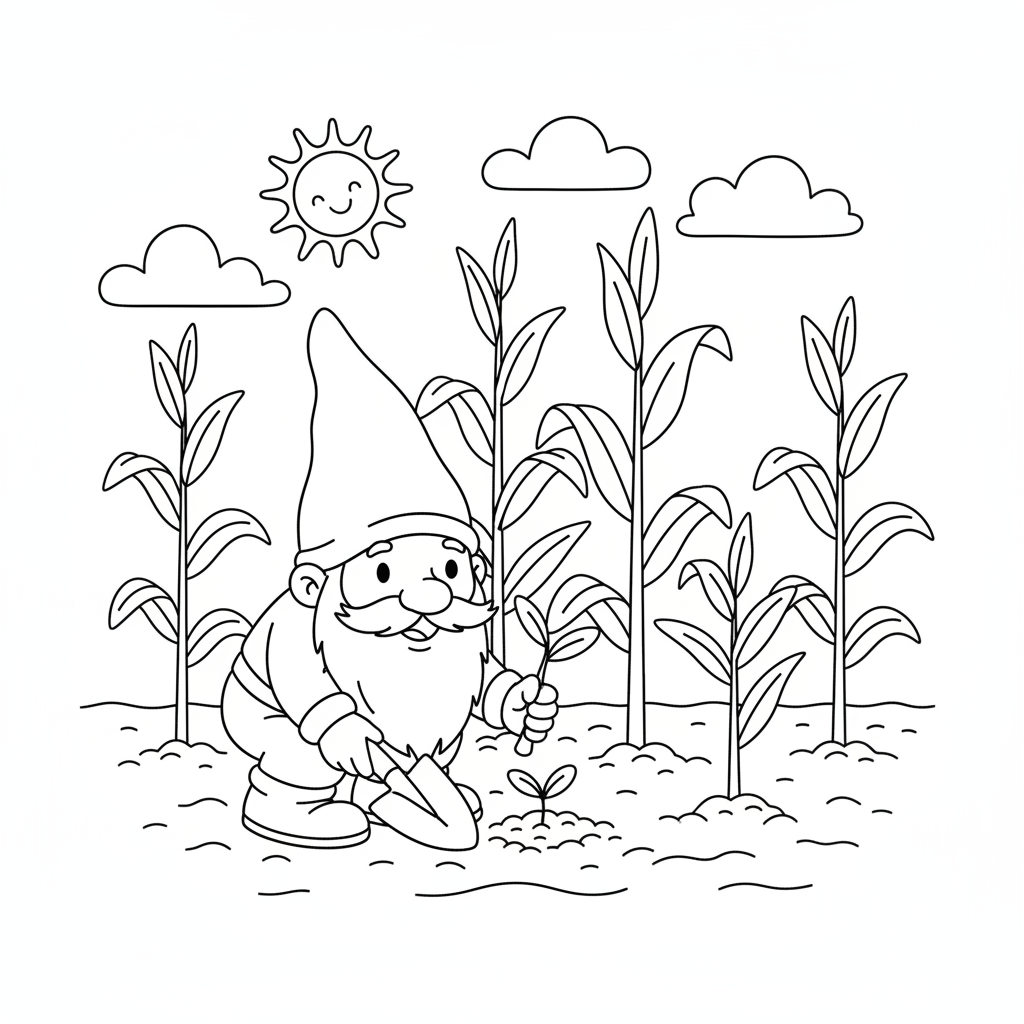 Gnome Planting Corn: A Fun Garden Adventure