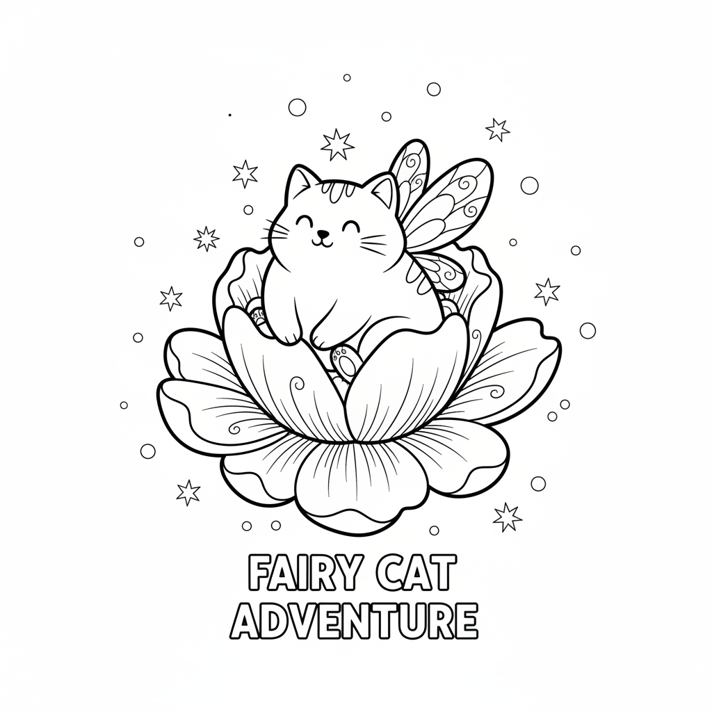 Whimsical Fairy Cat in a Magical Flower