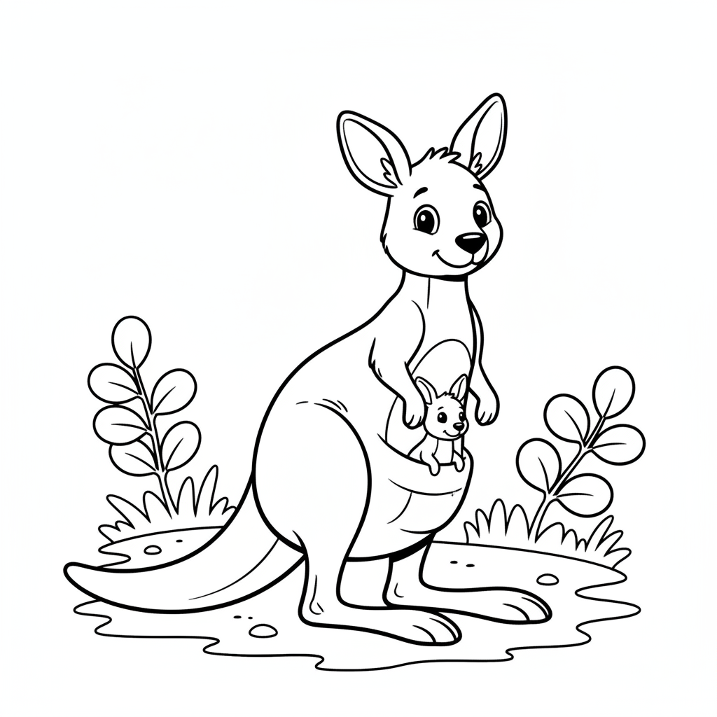 Hop into Fun with Our Kangaroo Coloring Page