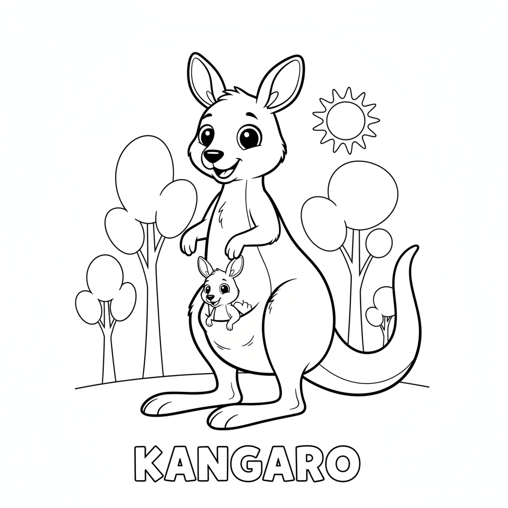 Jump into Fun with Our Kangaroo Coloring Page!